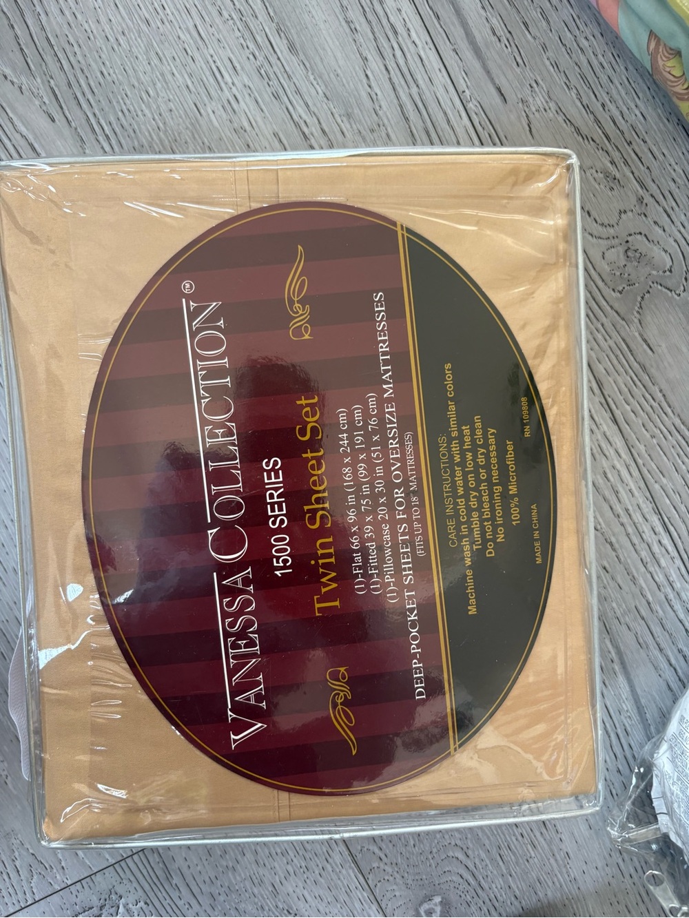 Vanessa Collection Twin Sheet Set - Gold/Tan